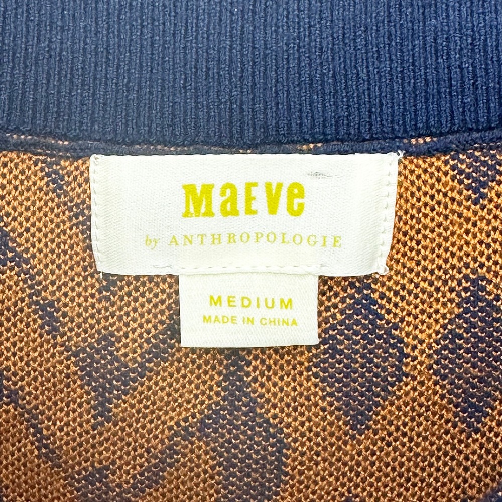 MAEVE Cable Knit Motif Knee Length Pencil Skirt • Medium • navy blue, orange - Picture 5 of 8
